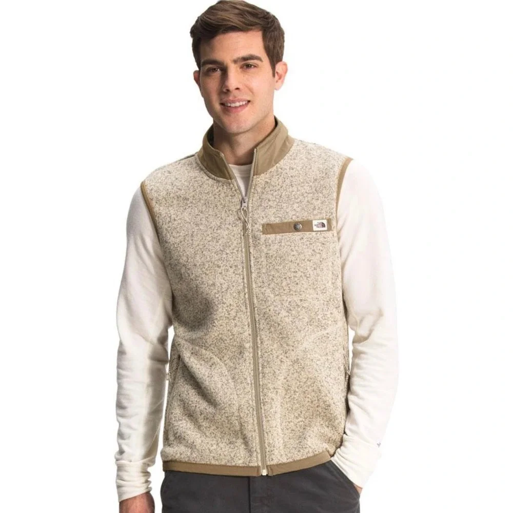 The North Face Gordon Lyons Full Zip Up Fleece Jacket Vest XL Heathered Winter
